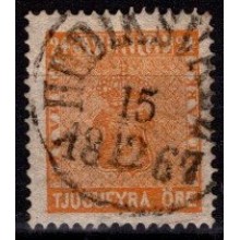 1858 - Sverige - AFA 10 - Frimærke - 24 øre orange - Stemplet.